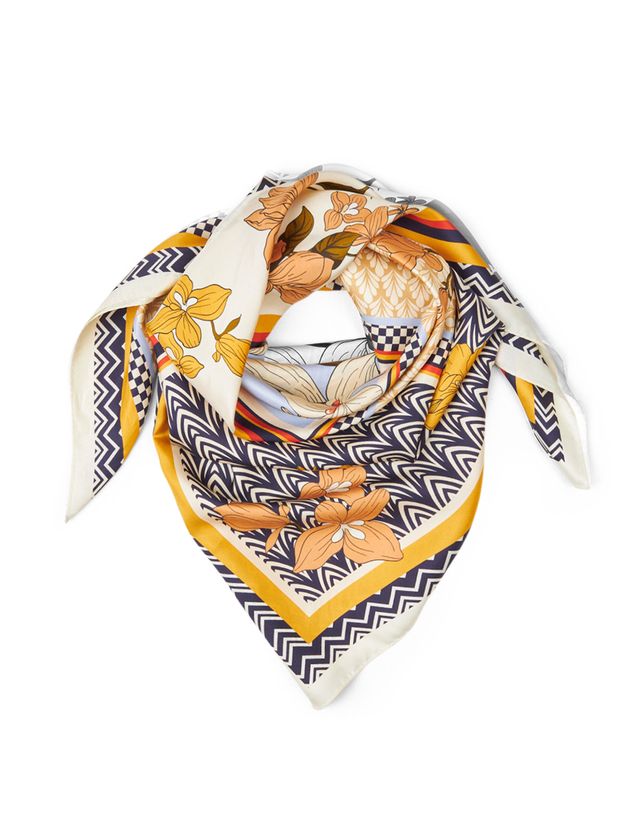 SILK SCARF - Golden Flower Small